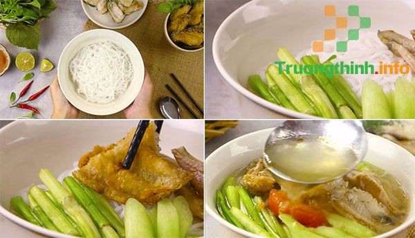 Tô bún cá rô phi rau cải thơm ngon hấp dẫn đã hoàn thành và sẵn sàng thưởng thức