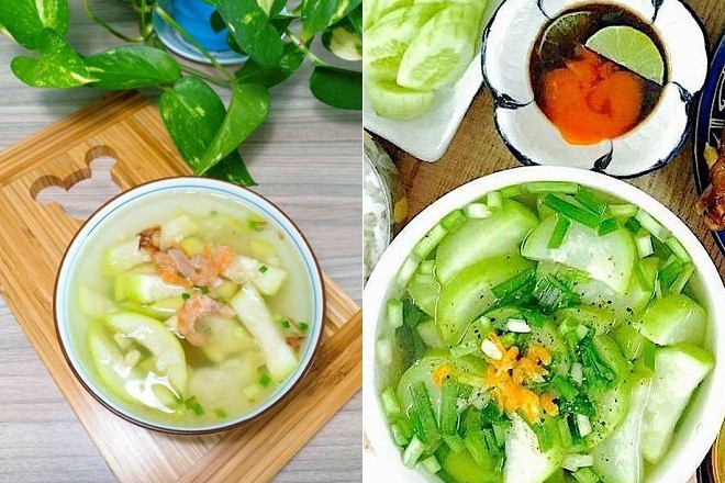 Tô canh bầu nấu tép khô nóng hổi, đơn giản nhưng vẫn đậm đà theo cách nấu tép tươi ngon