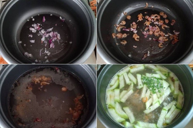 Thực hiện các bước nấu canh bầu với tép khô tạo hương vị đậm đà, cách nấu tép tươi ngon