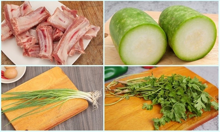 Chuẩn bị nguyên liệu cho món canh bí thịt heo nấu xương thơm ngon
