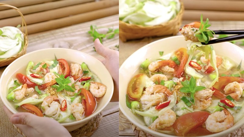 Thành phẩm món canh chua tôm bông so đũa thơm ngon