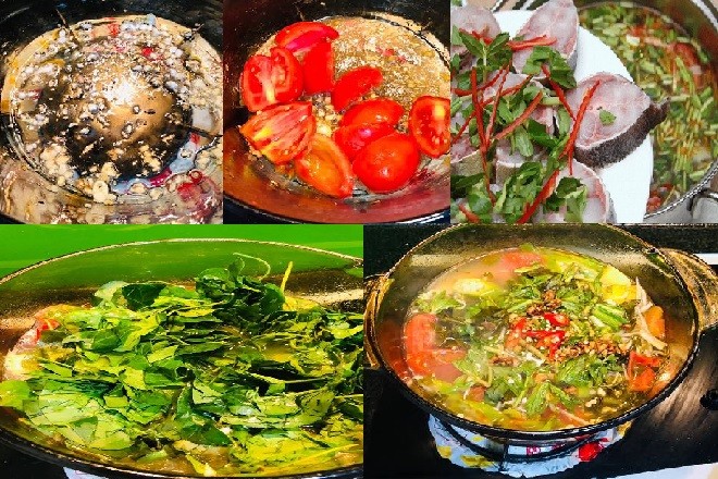Các bước nấu canh chua cá bớp với lá giang cực dễ