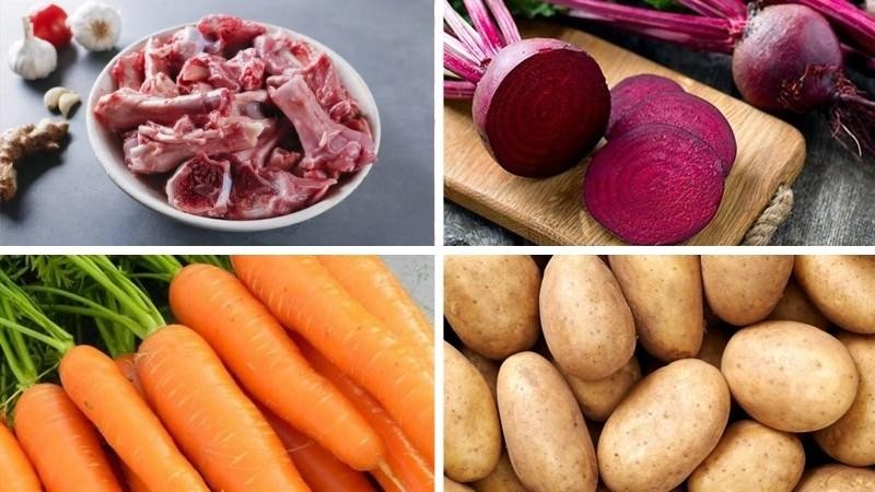 Nguyên liệu chính cho món canh củ dền hầm sườn