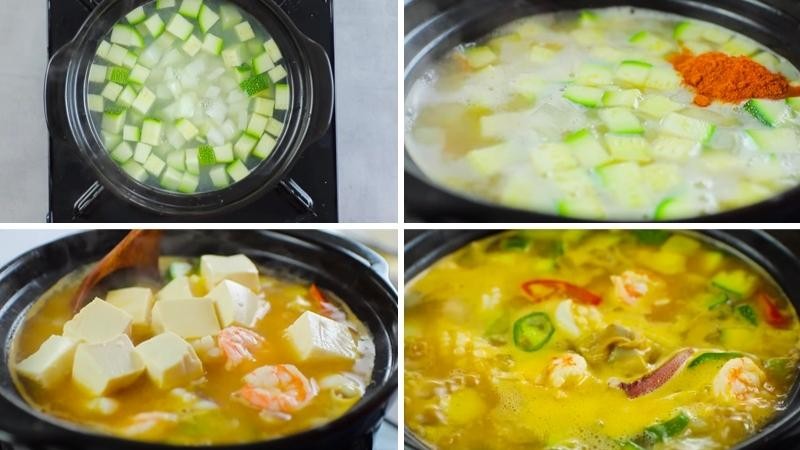 Nấu canh tương đậu hải sản