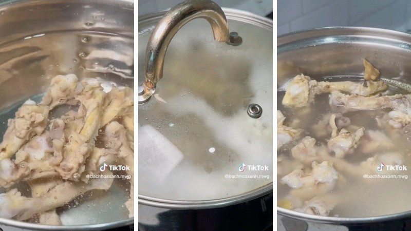 Hầm xương gà tạo nước dùng trong và ngọt cho món canh