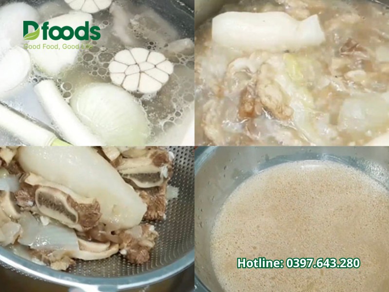 Nước dùng đậm vị là yếu tố quan trọng quyết định hương vị cuối cùng của món tiết bò