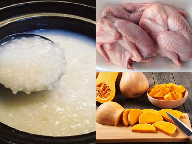 Bát cháo chim bồ câu bí đỏ vàng óng, giàu vitamin A, hỗ trợ thị lực bé