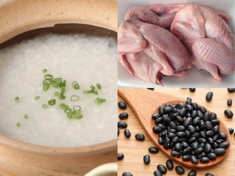 Cháo chim bồ câu đậu đen sánh mịn, giúp bé bổ sung chất xơ và ngừa táo bón