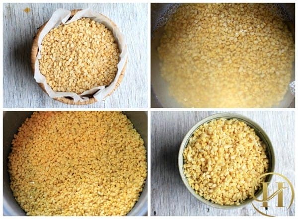 Đậu xanh đã ngâm và để ráo chuẩn bị cho món chè bưởi ngon nhất