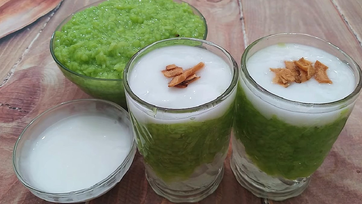 Bát chè cốm nước dừa đã hoàn thành thơm ngon