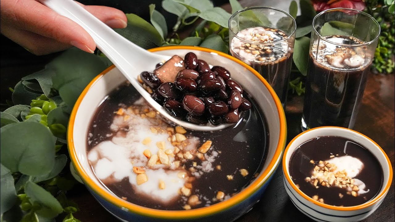 Viên bột lọc dai dai trong món chè đỗ đen bột lọc