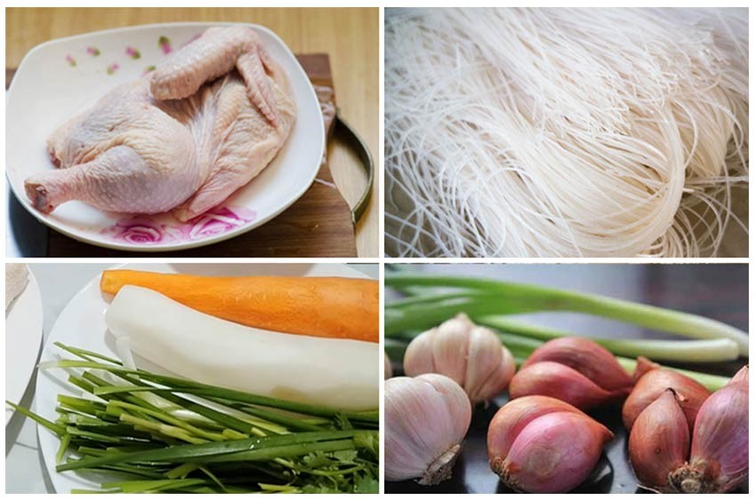 Nguyên liệu cần thiết cho cách nấu hủ tiếu gà tại nhà