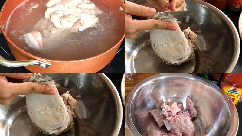 Sơ chế và làm sạch lưỡi heo đúng cách để loại bỏ mùi hôi, giúp món lagu lưỡi heo thơm ngon hơn.