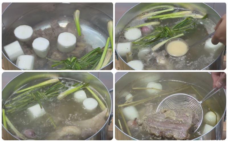 Nồi lẩu bò hầm sả đang sôi nghi ngút khói, thơm lừng