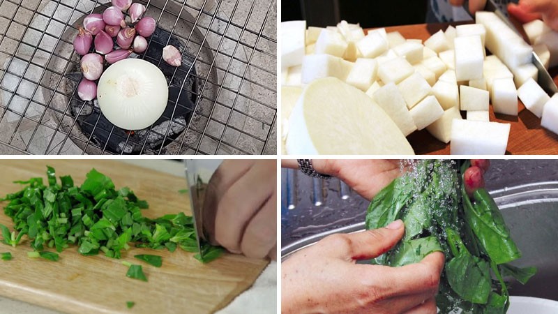Sơ chế các nguyên liệu khác cho món lẩu dựng bò