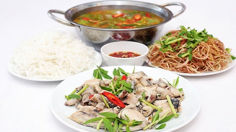 Thành phẩm lẩu ếch lá giang thơm ngon