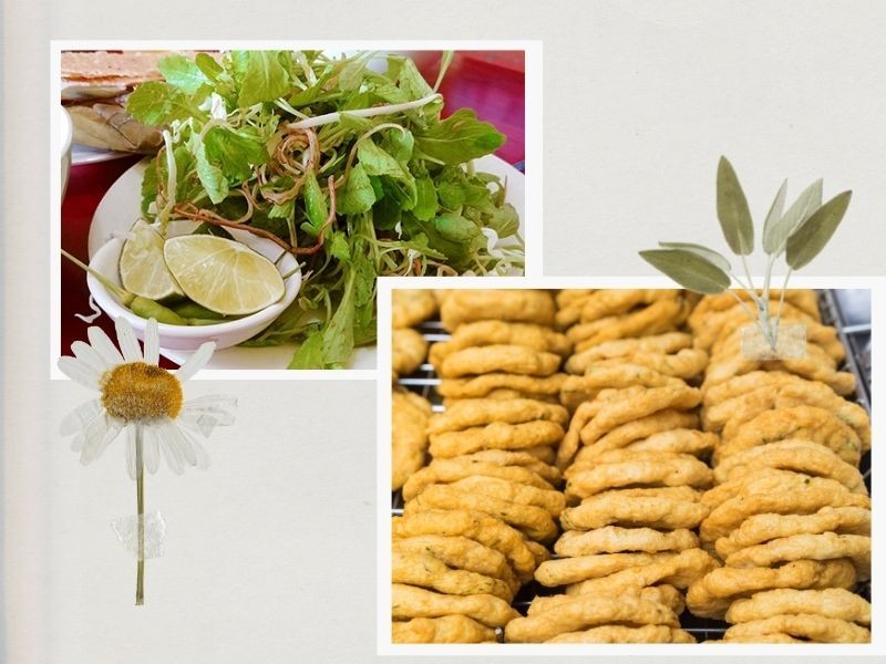 Bày trí các loại nhân như chả cá, thịt luộc và rau sống để chuẩn bị tô mì Quảng Nha Trang