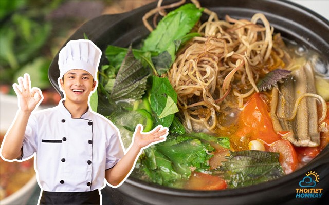 Thưởng thức lươn om chuối đậu Nghệ An như món lẩu cùng hoa chuối ngày se lạnh