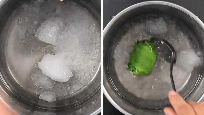 Nồi nước lá dứa và đường phèn đang đun sôi, tạo hương vị đặc trưng cho món uống