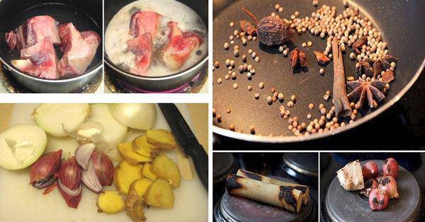 rang các loại gia vị để nấu phở bò truyền thống