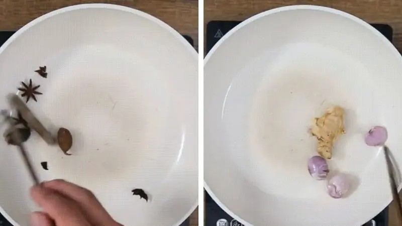Rang các loại gia vị khô cho món phở bò