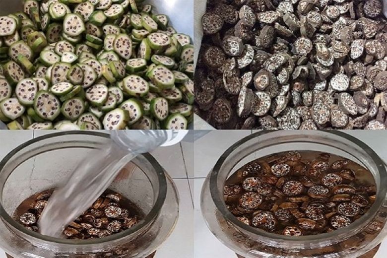 Bình rượu chuối hột đang ủ, đảm bảo vị không chát nhờ sơ chế kỹ