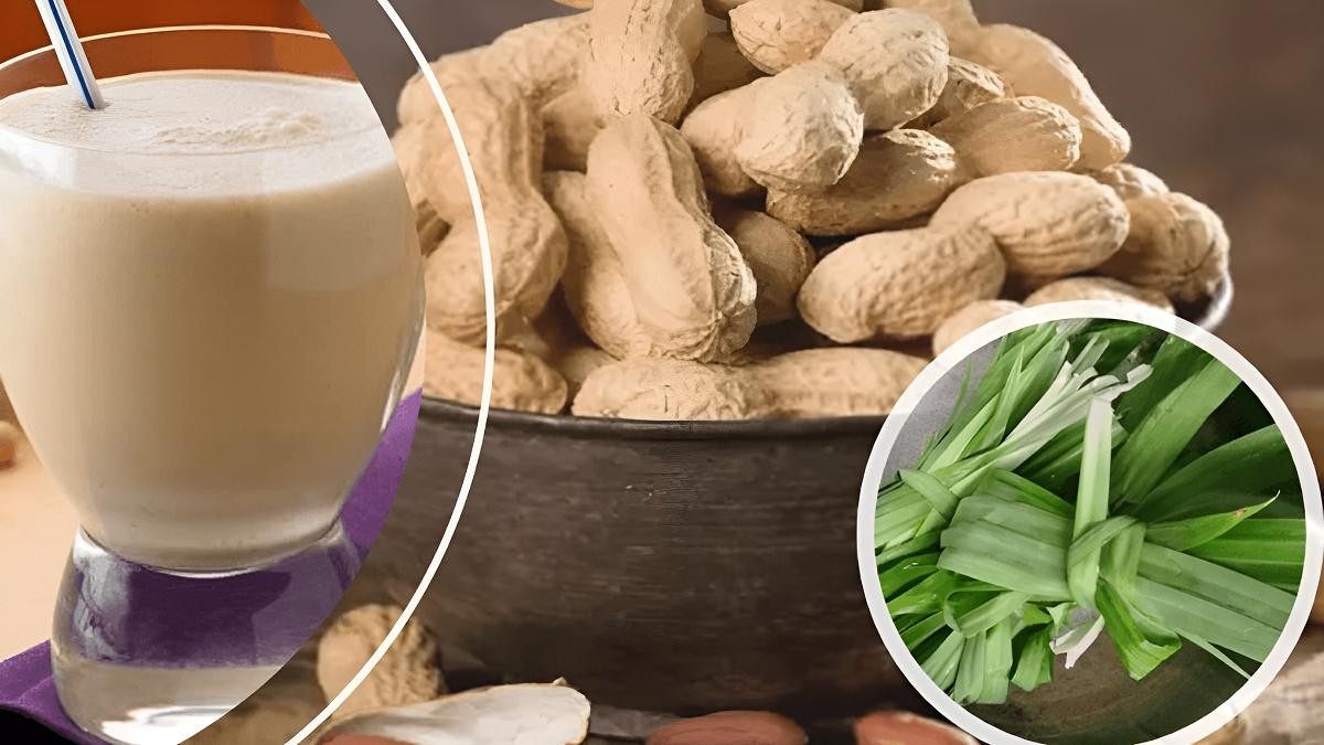 Ly sữa đậu phộng lá dứa thơm lừng