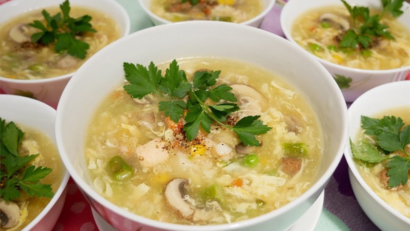 Thành phẩm súp thịt bằm trứng cút