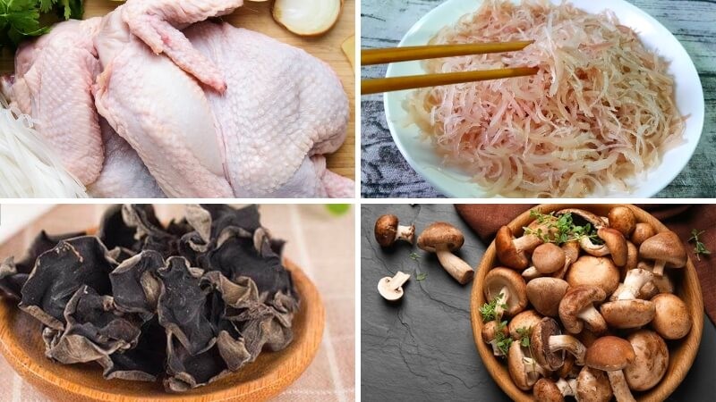 Nguyên liệu nấu thịt đông với thịt gà