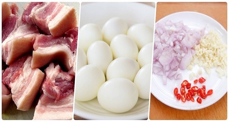 Sơ chế thịt và trứng đúng cách trong cách nấu thịt kho tàu không cần nước dừa