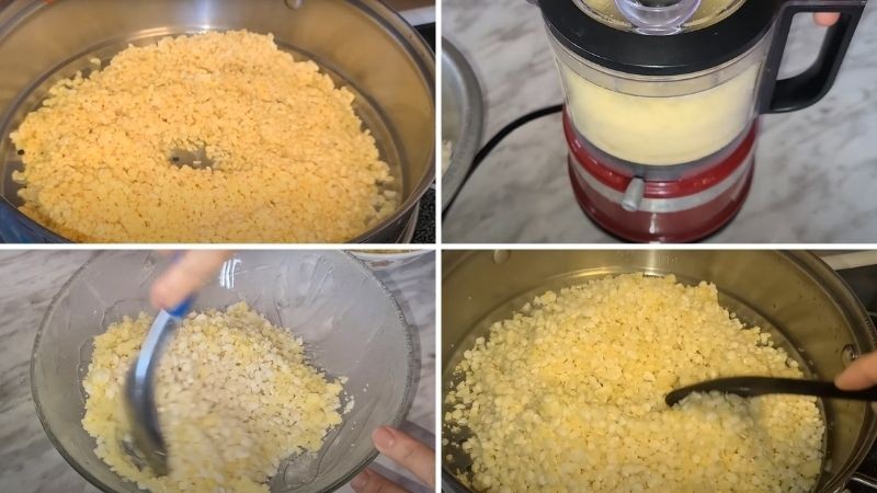 Nấu đậu xanh và bắp để làm xôi hành mỡ thơm ngon