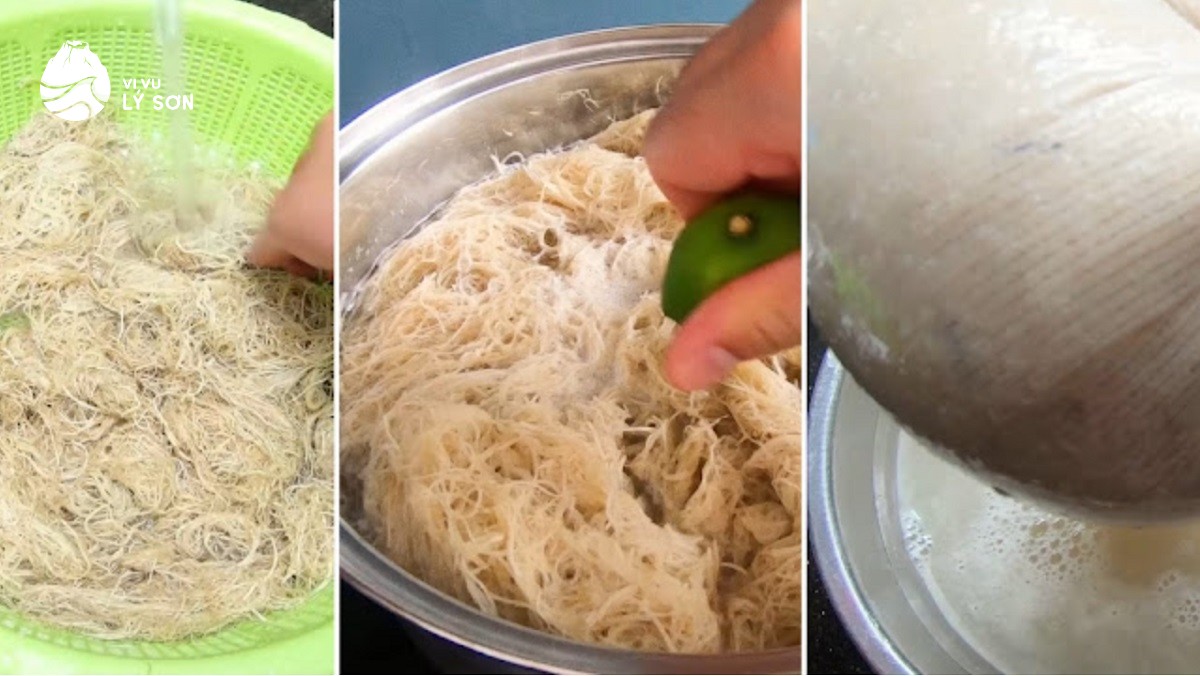 Lọc nước rong và đổ khuôn - bước quan trọng khi nấu xu xoa