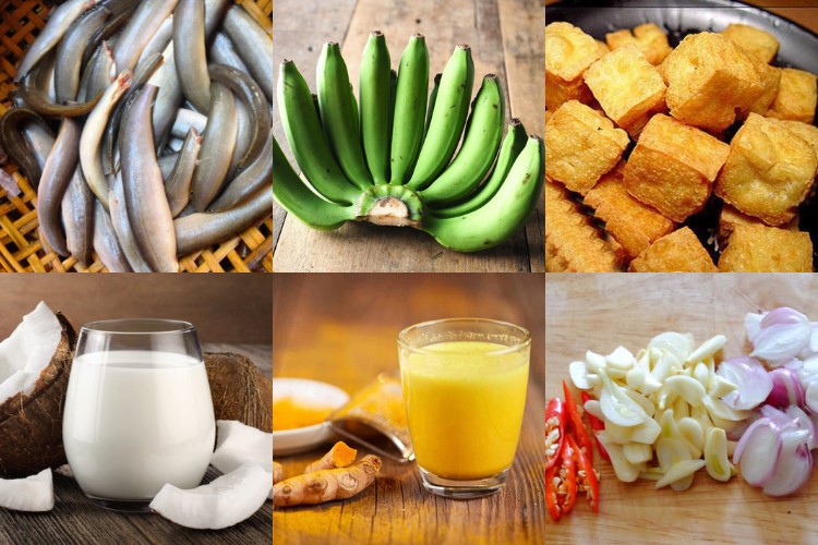 Các nguyên liệu chuẩn bị cho món cá nấu chuối kiểu miền Trung