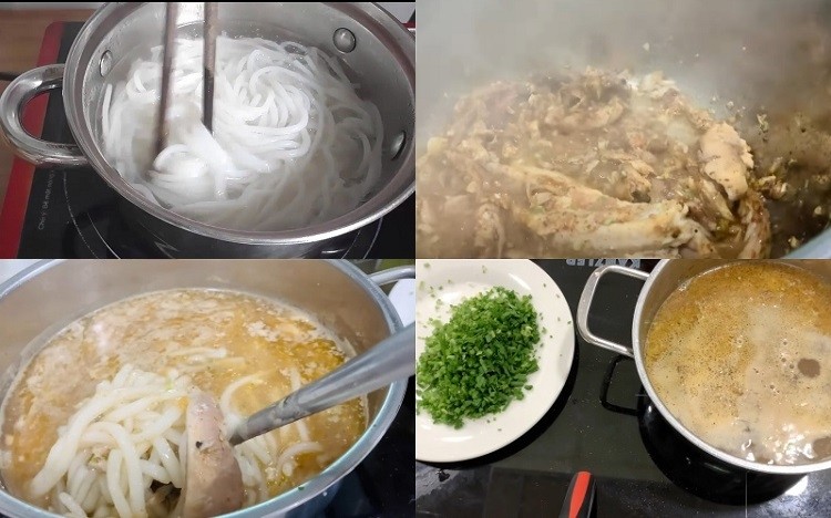Nồi bánh canh cá lóc Quảng Trị đang sôi trên bếp