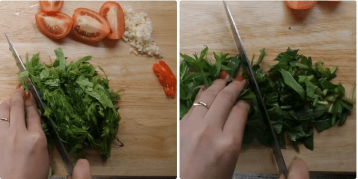Chuẩn bị các loại rau củ cà gia vị nấu cùng cho canh ếch lá cách!