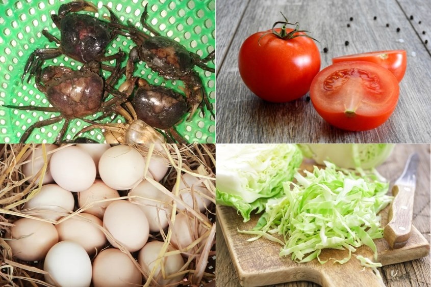 Nguyên liệu nấu món canh riêu cua đồng cho bé
