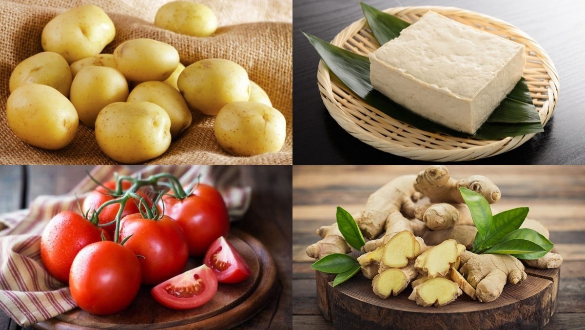 Nguyên liệu chế biến canh khoai tây đậu phụ chay
