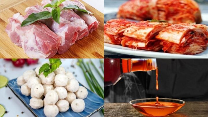Nguyên liệu món ăn canh kim chi sườn heo