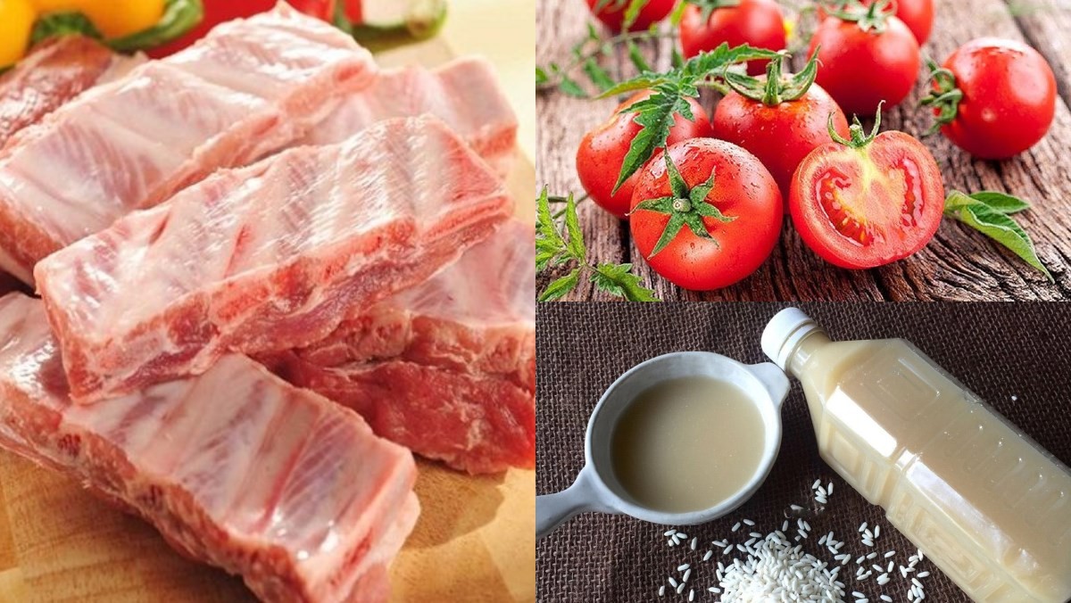 Nguyên liệu tươi ngon chuẩn bị cho món canh chua sườn