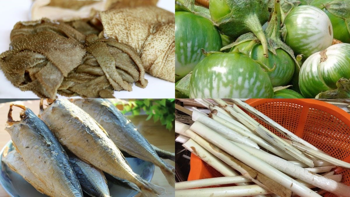 Các nguyên liệu tươi ngon chuẩn bị cho cách nấu canh đọt mây Tây Nguyên