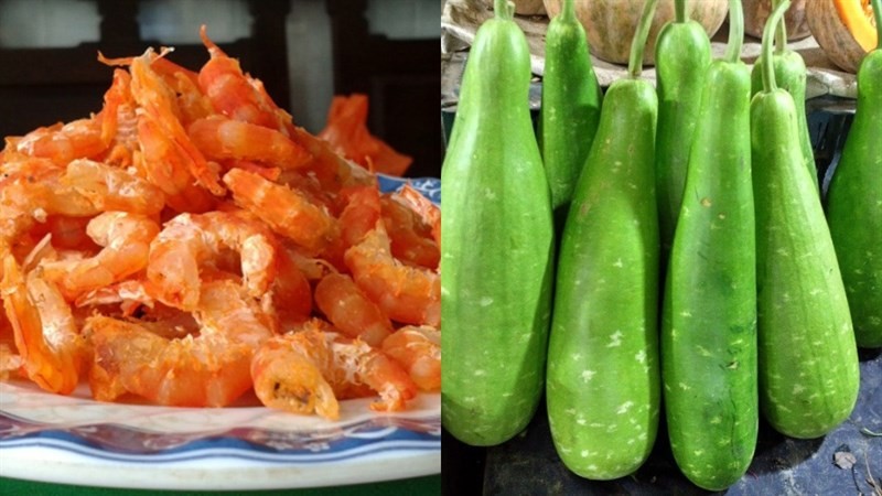 Nguyên liệu cho món canh bầu tôm khô