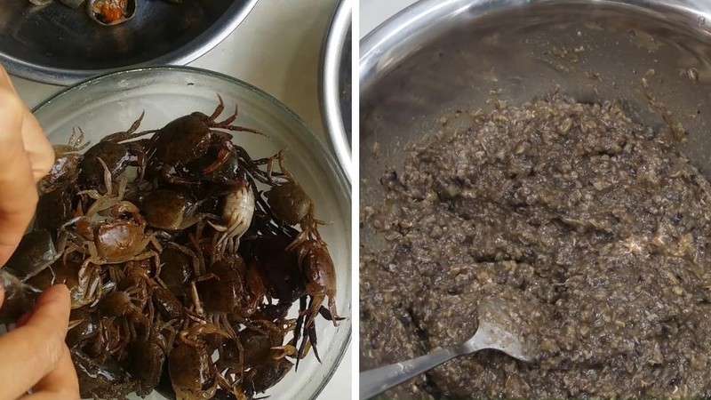Quy trình sơ chế cua đồng để lấy nước cốt đậm đà cho món canh khoai