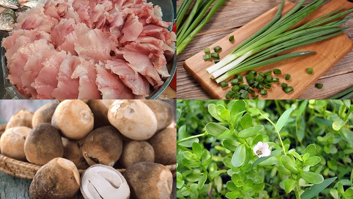 Nguyên liệu chuẩn bị cho món cháo chả cá tại nhà