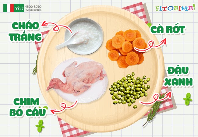 Bát cháo bồ câu đậu xanh cà rốt, công thức đơn giản cho cách nấu cháo bồ câu đậu xanh cho bé