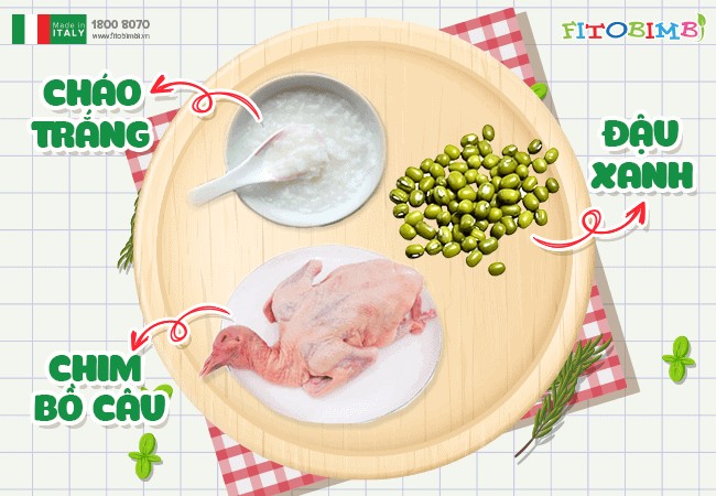 Bát cháo chim bồ câu đậu xanh được chế biến theo công thức, giúp mẹ có cách nấu cháo bồ câu đậu xanh cho bé