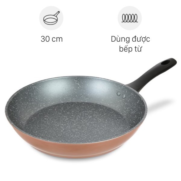 Chảo nhôm chống dính vân đá đáy từ Green Cook GCP221-30IH bền bỉ cho món ngon đơn giản