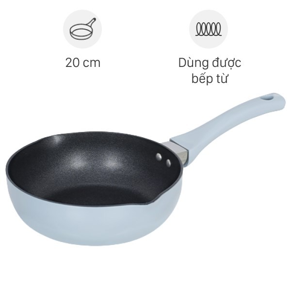 Chảo nhôm sâu chống dính đáy từ Elmich EL-5923SK20 tiện lợi để nấu món ngon đơn giản