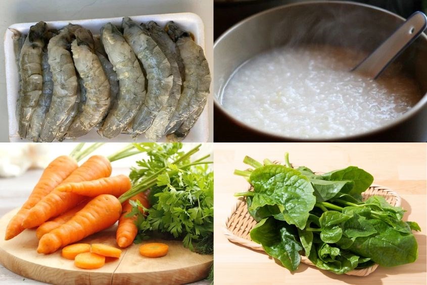Công thức cách nấu cháo tôm cà rốt rau mồng tơi tăng cường chất xơ