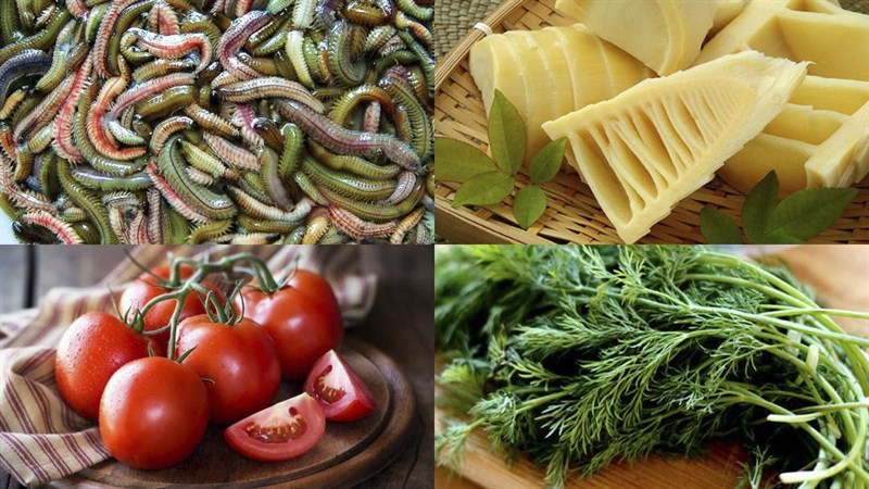 Các nguyên liệu phụ cho món canh rươi măng