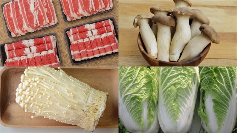 Nguyên liệu món ăn lẩu bò nấm